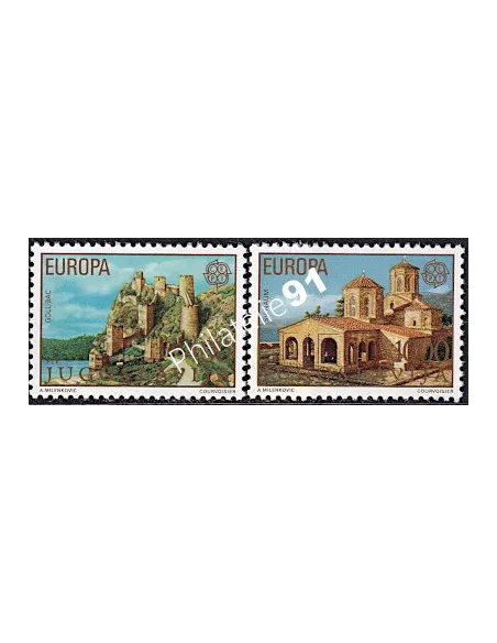 Yougoslavie n°1607-1608, Timbres EUROPA, Monuments, timbres d'Europe