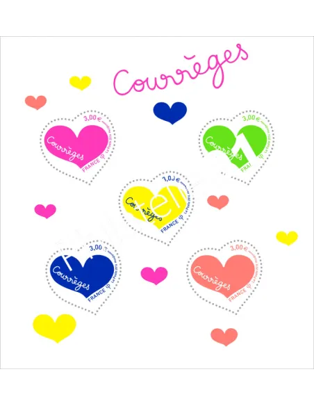 Bloc Cœurs Courrèges,collection timbres France