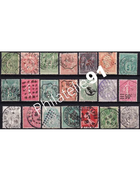 Lot d'oblitérations sur Classiques et semi-modernes, Timbres France