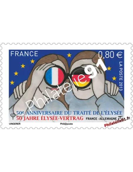 Timbre de France n° 4711 - Émission conjointe France / Allemagne - 50 ans du Traité de l’Élisée