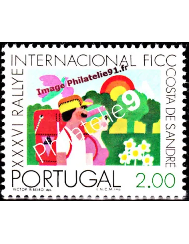 Timbre du Portugal n° 1265a. rallye de camping