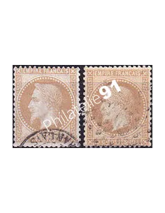 Timbres Classiques n° 28B et 28Ba oblitérés, timbres France