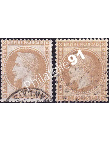 Timbres Classiques n° 28B et 28Ba oblitérés, timbres France