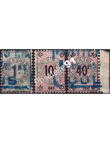 Grands réseaux de chemins de fer français, n° 1, 10 et 13 oblitérés