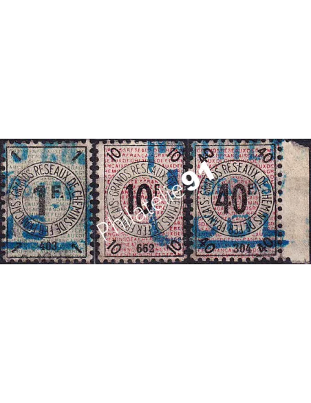 Grands réseaux de chemins de fer français, n° 1, 10 et 13 oblitérés