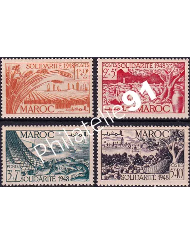 MAROC, n° 271 à 274 charnière, collection timbres colonies françaises