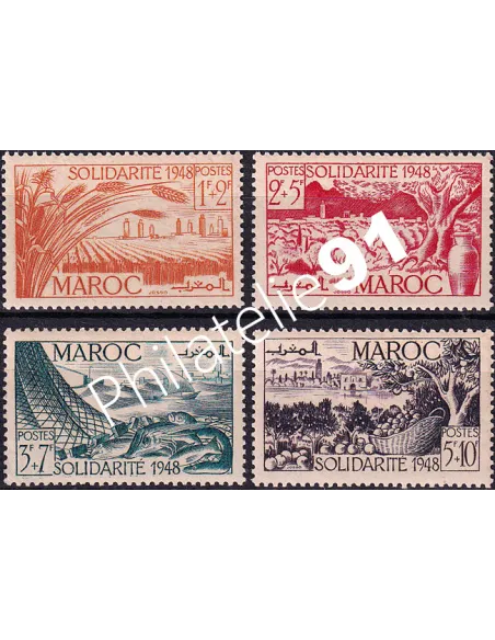 MAROC, n° 271 à 274 charnière, collection timbres colonies françaises