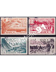 MAROC, n° 271 à 274 oblitérés, collection timbres colonies françaises