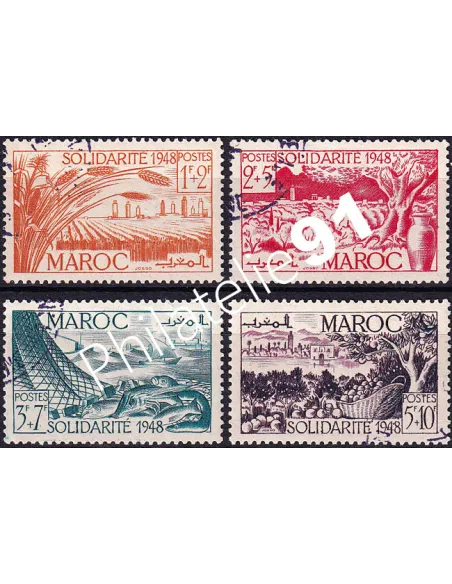 MAROC, n° 271 à 274 oblitérés, collection timbres colonies françaises