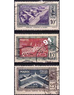 MAROC, n° 302 à 304 oblitérés, collection timbres colonies françaises