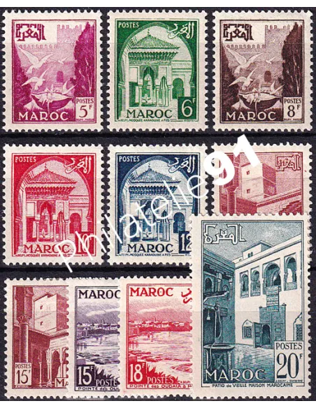 MAROC, n° 306 à 314 neufs, collection timbres colonies françaises