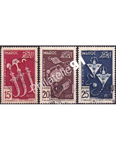 MAROC, n° 320 à 322 oblitérés, collection timbres colonies françaises