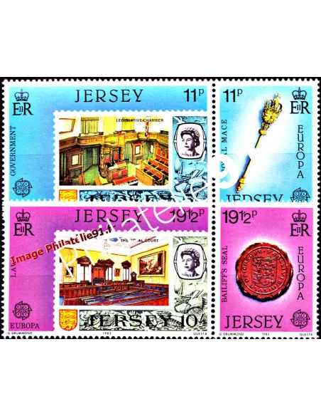 Timbres de JERSEY n° 293 à 296 - EUROPA 1983 - Génie Humain, timbres d'Europe