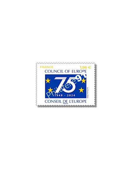 Timbre de service, Conseil de l'Europe, 75 ans, timbres de France