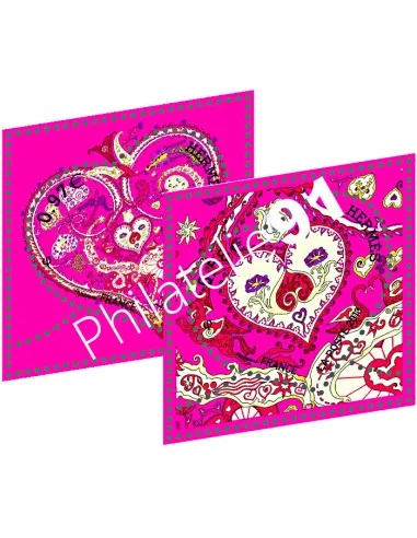 Timbre de France n° 4717 et 4718 - 2 Timbres cœurs Hermès