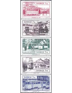 Suède, n° 1871 à 1875 neufs, bande issue de carnet, timbres Europe