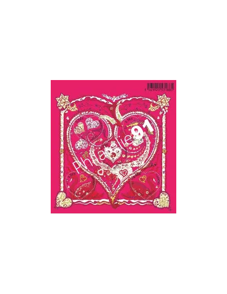 Feuille de 5 timbres Saint Valentin. De tout cœur, Hermès.