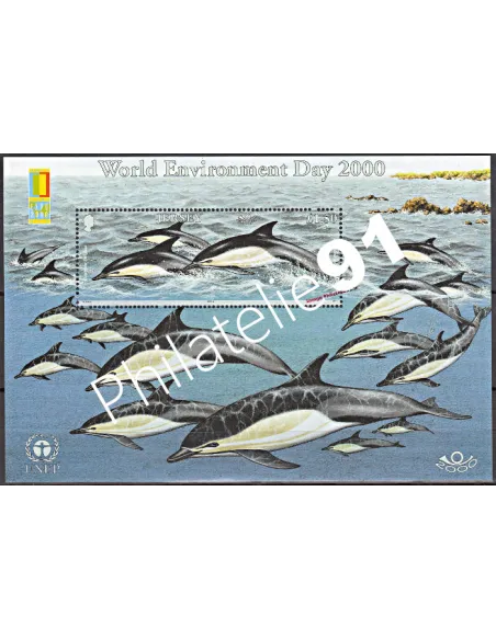 Timbre de JERSEY - BF n° 33 - EXPO 2000 - Dauphins