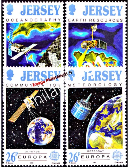 JERSEY - n°  533 à 536 - EUROPA 1991 - L'Europe et l'espace