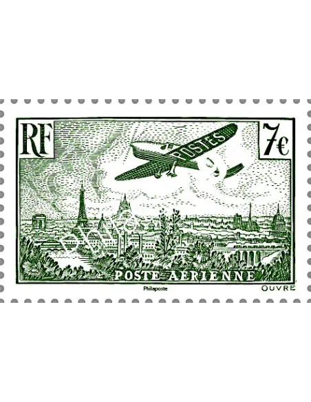 Timbre issu de l'Affiche avion survolant Paris, timbres France