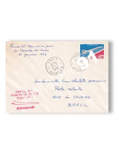 Enveloppe 1er vol "Paris-Rio" du Concorde, lettres France