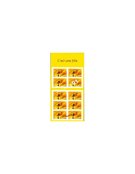 Carnet de timbres de France n° 3634 (ADH. BC 40) Timbres de naissance "C'est une fille" (2004)