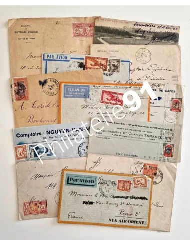 Lot de 12 lettres oblitérées, lettres Colonies