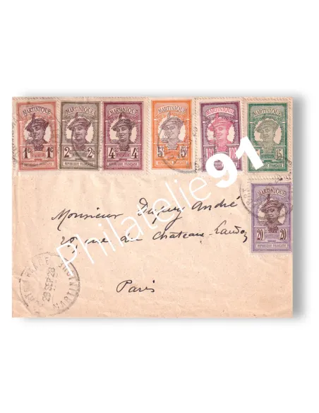 Martinique, Enveloppe oblitérée pour Paris, Lettres Colonies