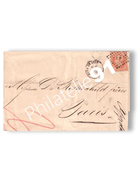 n° 23 seul sur lettre, oblitération losange ambulants, lettre France