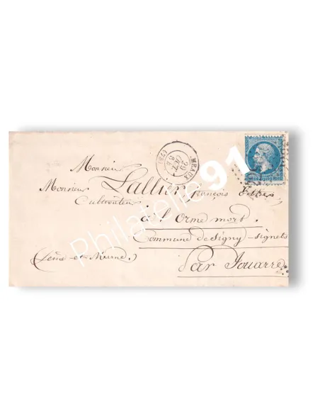 n° 22 seul sur lettre, oblitération losange GC, lettre France