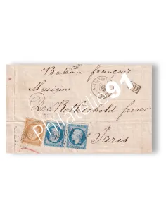 n° 21 et 22 sur lettre d'Egypte pour la France, lettre France