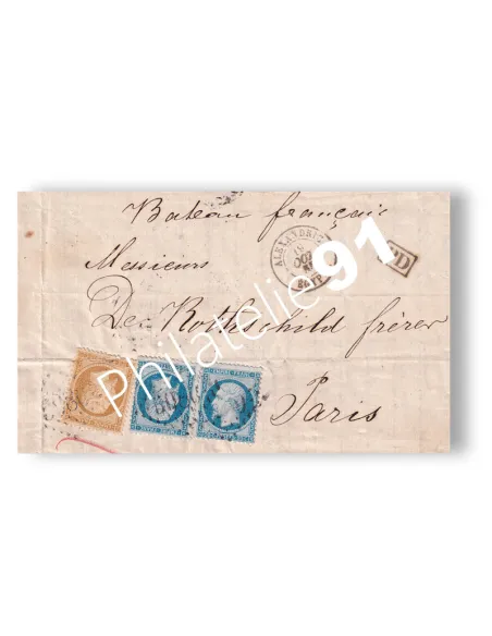 n° 21 et 22 sur lettre d'Egypte pour la France, lettre France