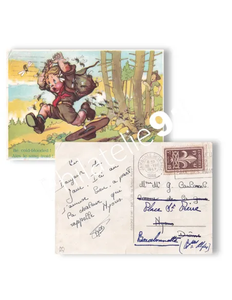 Carte postale oblitérée, thématique Scoutisme, lettres France