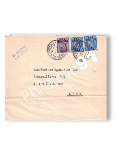 Tripolitaine, n° 5 et 6 sur lettre pour la France, lettre Monde