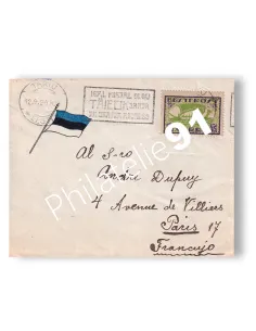 Estonie, n° 15 oblitéré seul sur lettre pour la France, lettre Europe