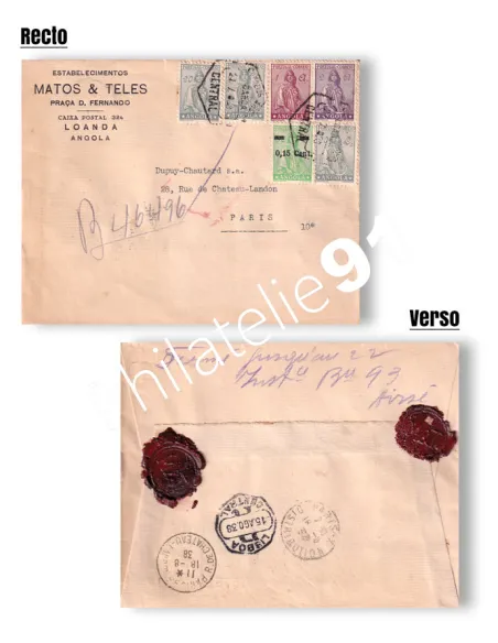 Angola, lettre oblitérée pour la France via lisbonne, lettre Monde