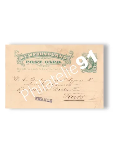 Terre-Neuve, Entier postal oblitéré pour la France, lettre Monde