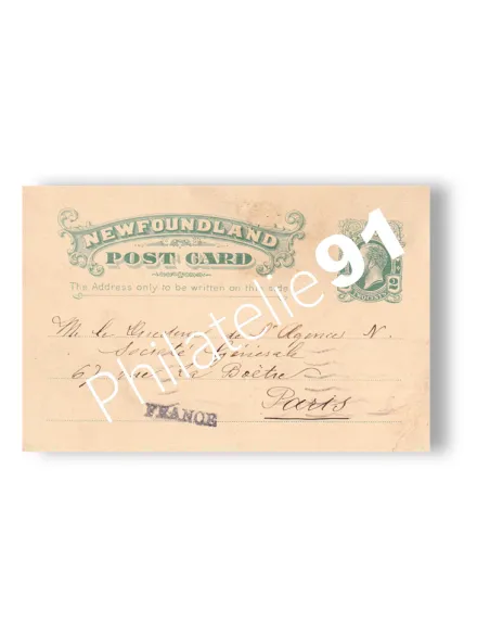 Terre-Neuve, Entier postal oblitéré pour la France, lettre Monde