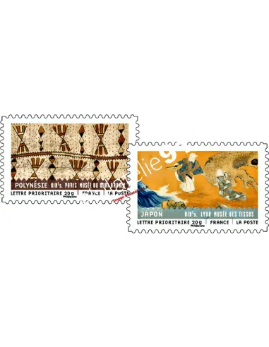 Timbres français autoadhésifs n° 514a - 520a - " Tissus du monde" - la paire