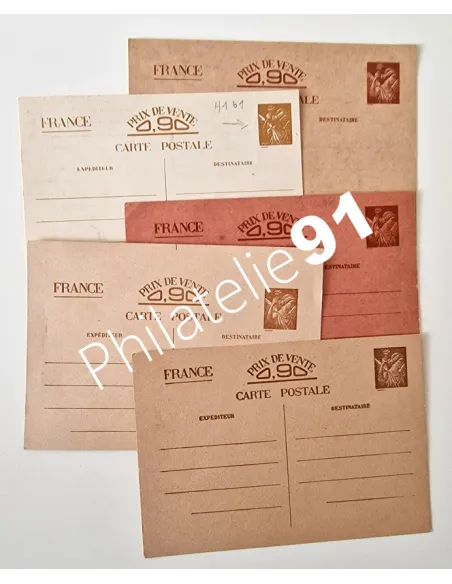 Lot de 5 entiers postaux neufs, Cartes interzone, entiers de France