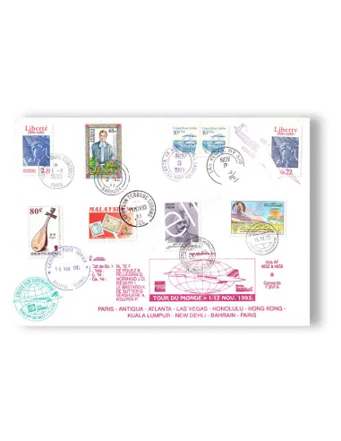 Enveloppe oblitérée du Tour du monde du Concorde, lettres France