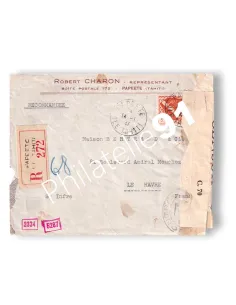 Océanie, Enveloppe Recommandée pour la France, censurée, Colonies