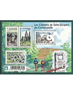 Bloc de 4 timbres Les Chemins de Saint-Jacques de Compostelle