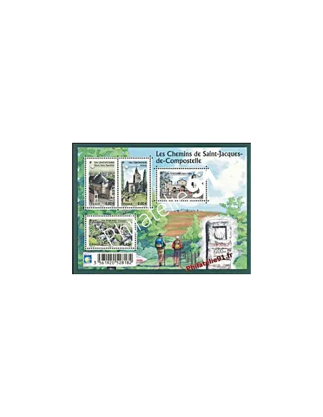 Bloc de 4 timbres Les Chemins de Saint-Jacques de Compostelle