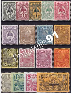Nouvelle-Calédonie, n° 88 à 104 charnière, timbres des Colonies