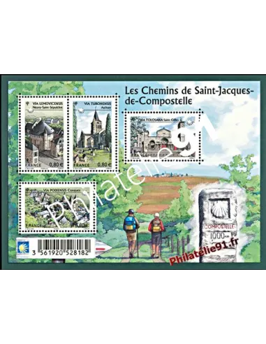 Bloc de 4 timbres Les Chemins de Saint-Jacques de Compostelle