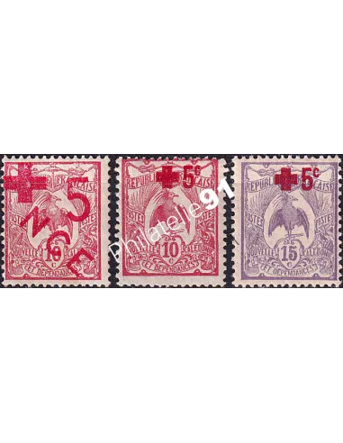 Nouvelle-Calédonie, n° 110 à 112 charnière, timbres des Colonies