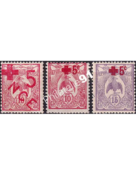Nouvelle-Calédonie, n° 110 à 112 charnière, timbres des Colonies