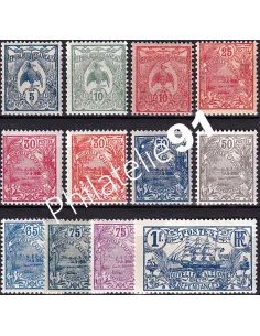 Nouvelle-Calédonie, n° 114 à 125 charnière, timbres des Colonies