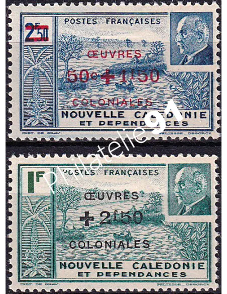 Nouvelle-Calédonie, n° 246 à 247 charnière, timbres des Colonies